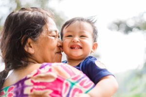 Happy loving family.Indian Grandmother and grandson are having a